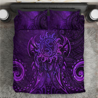 New Zealand Dream Catcher Bedding Set Maori Koru Pattern Purple Version