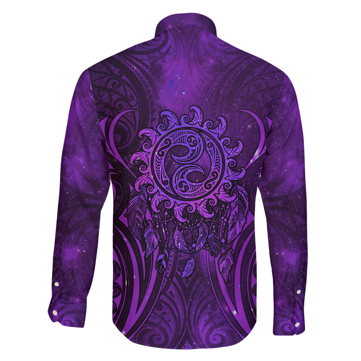 New Zealand Dream Catcher Family Matching Long Sleeve Bodycon Dress and Hawaiian Shirt Maori Koru Pattern Purple Version LT05 - Polynesian Pride