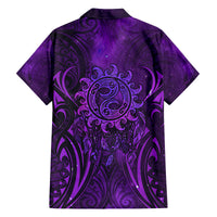 New Zealand Dream Catcher Family Matching Off Shoulder Short Dress and Hawaiian Shirt Maori Koru Pattern Purple Version LT05 - Polynesian Pride