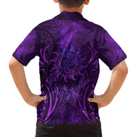 New Zealand Dream Catcher Family Matching Puletasi and Hawaiian Shirt Maori Koru Pattern Purple Version LT05 - Polynesian Pride