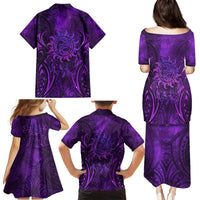 New Zealand Dream Catcher Family Matching Puletasi and Hawaiian Shirt Maori Koru Pattern Purple Version LT05 - Polynesian Pride