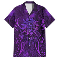 New Zealand Dream Catcher Family Matching Puletasi and Hawaiian Shirt Maori Koru Pattern Purple Version LT05 Dad's Shirt - Short Sleeve Purple - Polynesian Pride