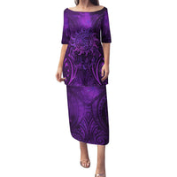 New Zealand Dream Catcher Family Matching Puletasi and Hawaiian Shirt Maori Koru Pattern Purple Version LT05 Mom's Dress Purple - Polynesian Pride