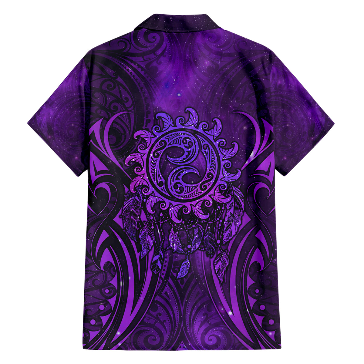New Zealand Dream Catcher Family Matching Short Sleeve Bodycon Dress and Hawaiian Shirt Maori Koru Pattern Purple Version LT05 - Polynesian Pride