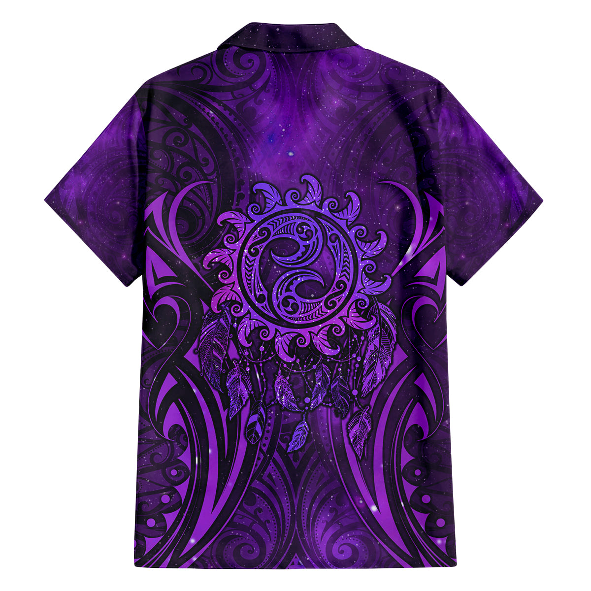New Zealand Dream Catcher Family Matching Tank Maxi Dress and Hawaiian Shirt Maori Koru Pattern Purple Version