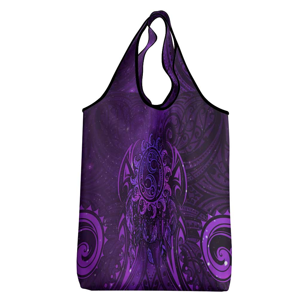 New Zealand Dream Catcher Grocery Bag Maori Koru Pattern Purple Version