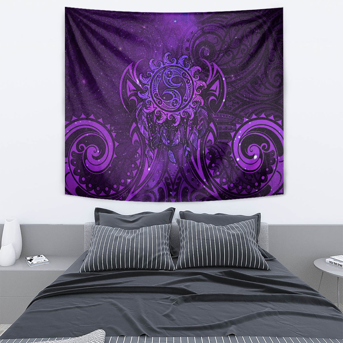New Zealand Dream Catcher Tapestry Maori Koru Pattern Purple Version