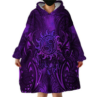 New Zealand Dream Catcher Wearable Blanket Hoodie Maori Koru Pattern Purple Version