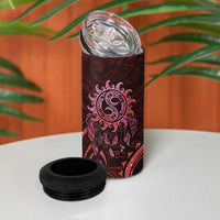 New Zealand Dream Catcher 4 in 1 Can Cooler Tumbler Maori Koru Pattern Red Version