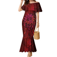 New Zealand Dream Catcher Family Matching Mermaid Dress and Hawaiian Shirt Maori Koru Pattern Red Version LT05 Mom's Dress Red - Polynesian Pride