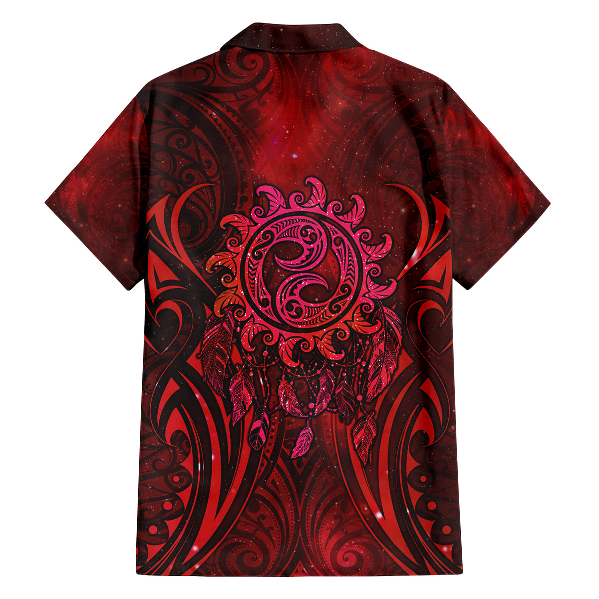 New Zealand Dream Catcher Family Matching Off Shoulder Short Dress and Hawaiian Shirt Maori Koru Pattern Red Version LT05 - Polynesian Pride