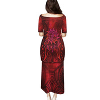 New Zealand Dream Catcher Family Matching Puletasi and Hawaiian Shirt Maori Koru Pattern Red Version