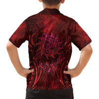 New Zealand Dream Catcher Family Matching Short Sleeve Bodycon Dress and Hawaiian Shirt Maori Koru Pattern Red Version LT05 - Polynesian Pride