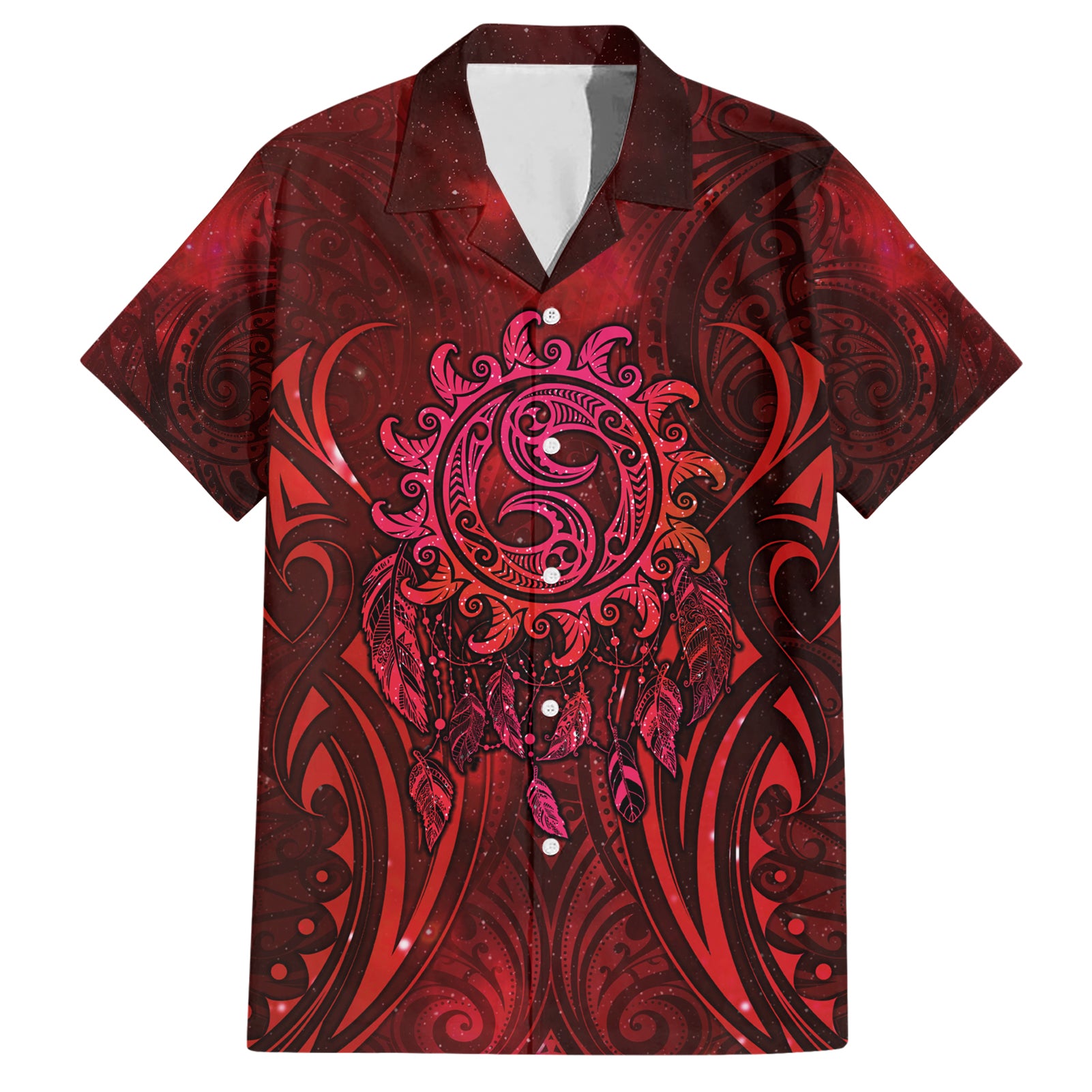 New Zealand Dream Catcher Hawaiian Shirt Maori Koru Pattern Red Version