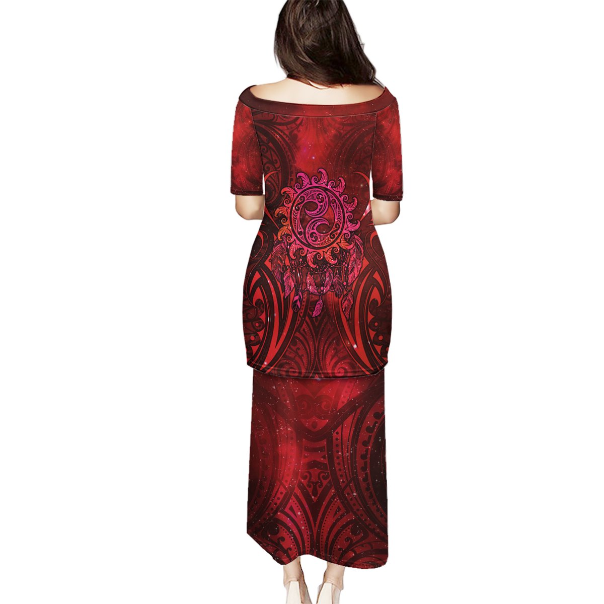 New Zealand Dream Catcher Puletasi Maori Koru Pattern Red Version LT05 - Polynesian Pride
