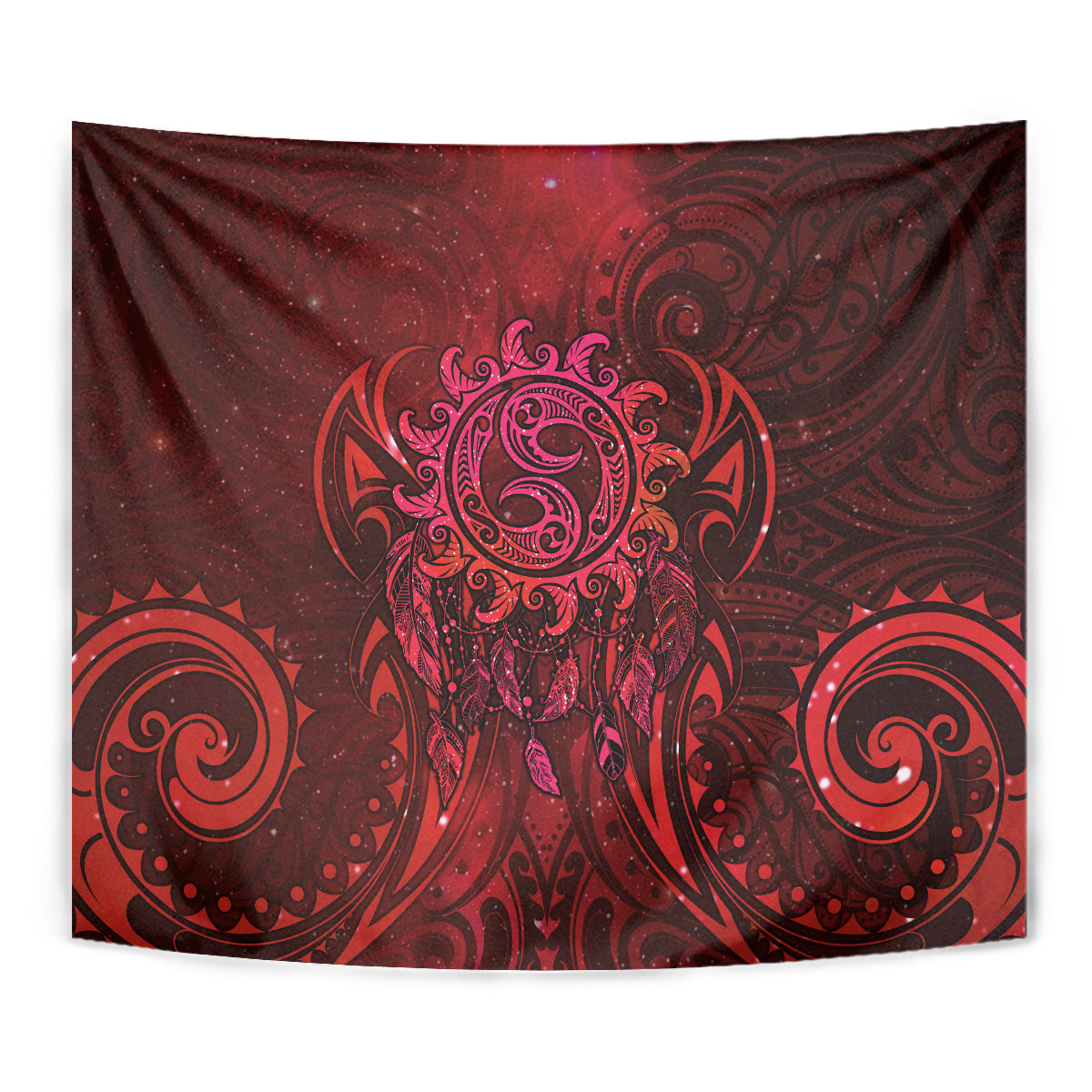 New Zealand Dream Catcher Tapestry Maori Koru Pattern Red Version