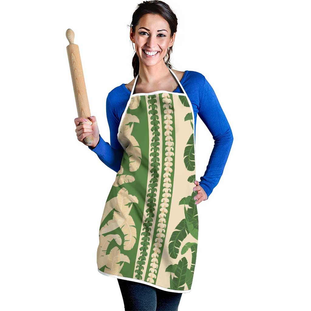 Hawaii Pua Kenikeni Lei Apron With Lau Maia Green