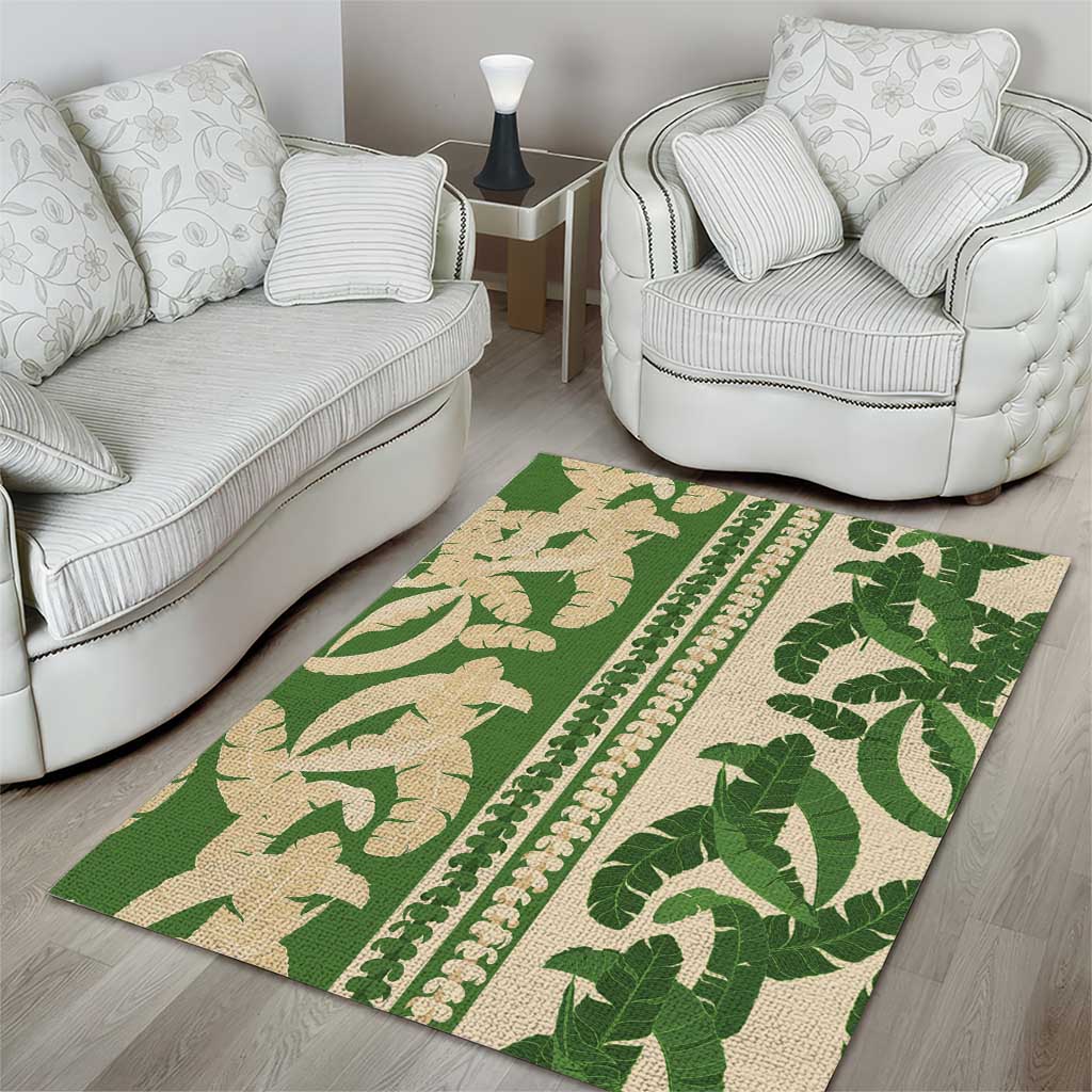 Hawaii Pua Kenikeni Lei Area Rug With Lau Maia Green