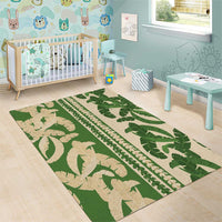 Hawaii Pua Kenikeni Lei Area Rug With Lau Maia Green