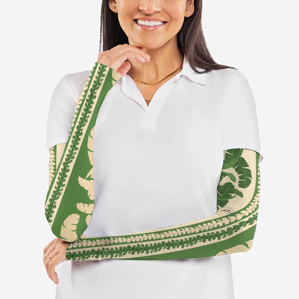 Hawaii Pua Kenikeni Lei Arm Sleeves With Lau Maia Green