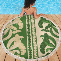 Hawaii Pua Kenikeni Lei Beach Blanket With Lau Maia Green