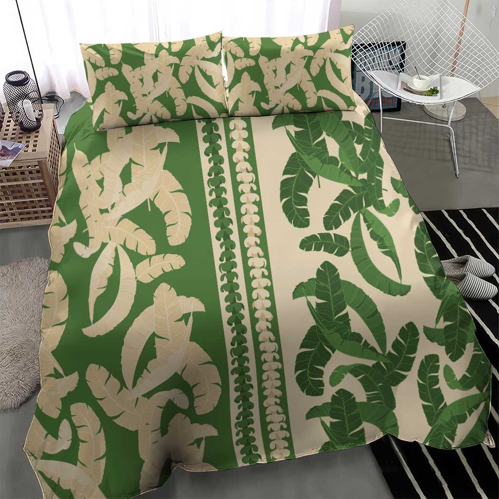 Hawaii Pua Kenikeni Lei Bedding Set With Lau Maia Green