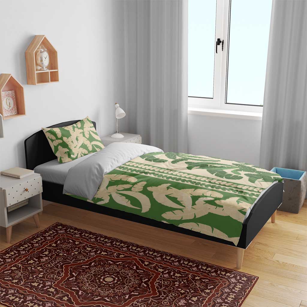 Hawaii Pua Kenikeni Lei Bedding Set With Lau Maia Green
