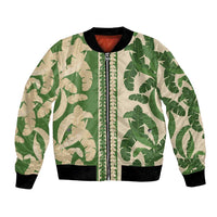 Hawaii Pua Kenikeni Lei Bomber Jacket With Lau Maia Green