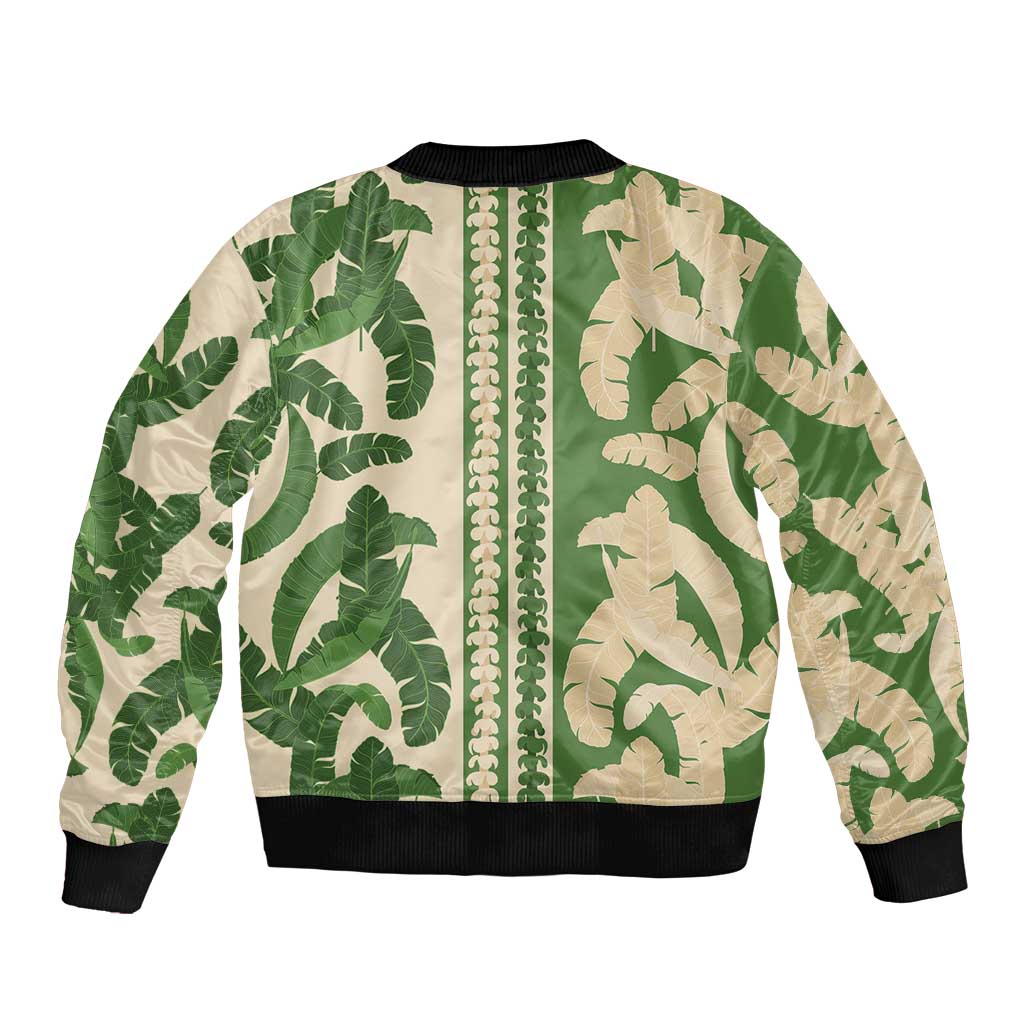 Hawaii Pua Kenikeni Lei Bomber Jacket With Lau Maia Green