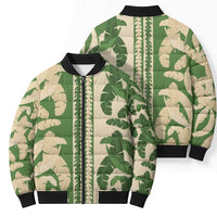 Hawaii Pua Kenikeni Lei Bomber Puffer Jacket With Lau Maia Green