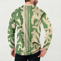 Hawaii Pua Kenikeni Lei Button Sweatshirt With Lau Maia Green