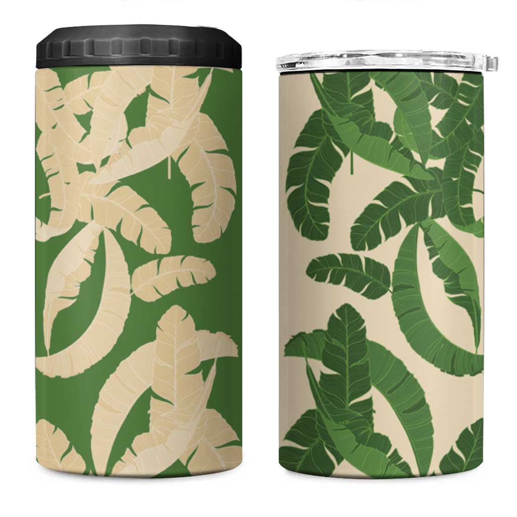 Hawaii Pua Kenikeni Lei 4 in 1 Can Cooler Tumbler With Lau Maia Green