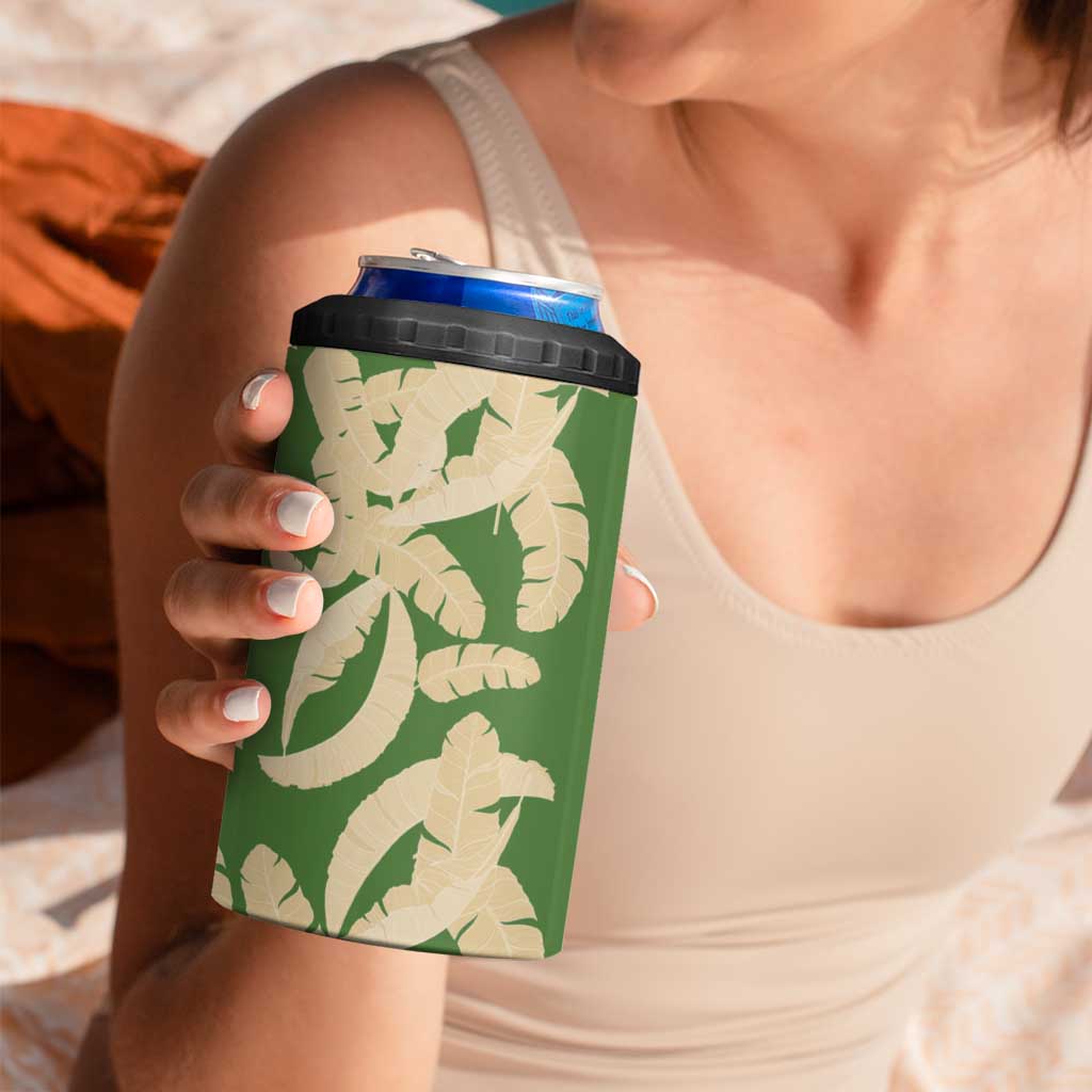 Hawaii Pua Kenikeni Lei 4 in 1 Can Cooler Tumbler With Lau Maia Green