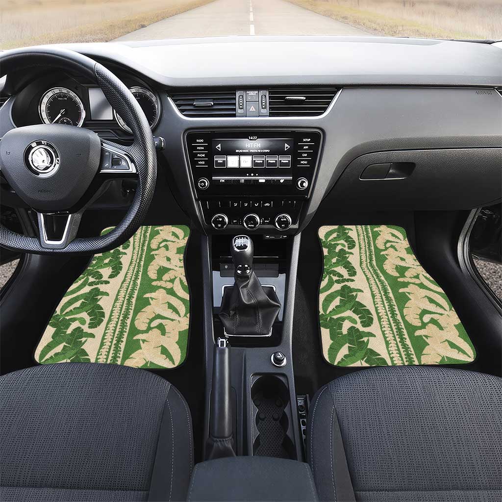 Hawaii Pua Kenikeni Lei Car Mats With Lau Maia Green
