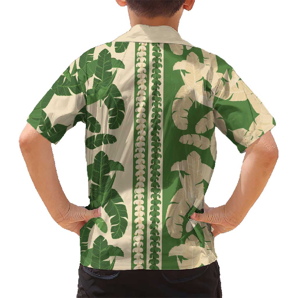Hawaii Pua Kenikeni Lei Family Matching Long Sleeve Bodycon Dress and Hawaiian Shirt With Lau Maia Green LT05 - Polynesian Pride