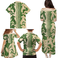 Hawaii Pua Kenikeni Lei Family Matching Puletasi and Hawaiian Shirt With Lau Maia Green LT05 - Polynesian Pride