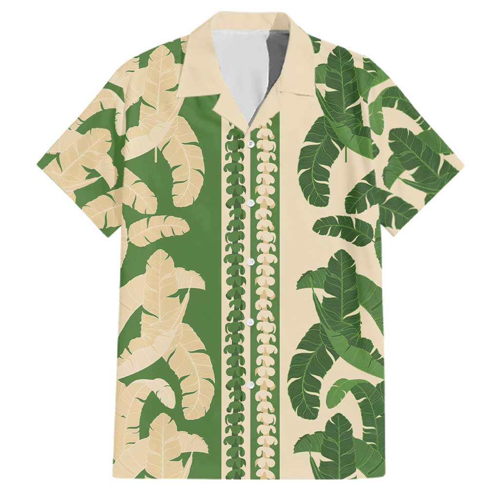 Hawaii Pua Kenikeni Lei Family Matching Short Sleeve Bodycon Dress and Hawaiian Shirt With Lau Maia Green LT05 Dad's Shirt - Short Sleeve Green - Polynesian Pride