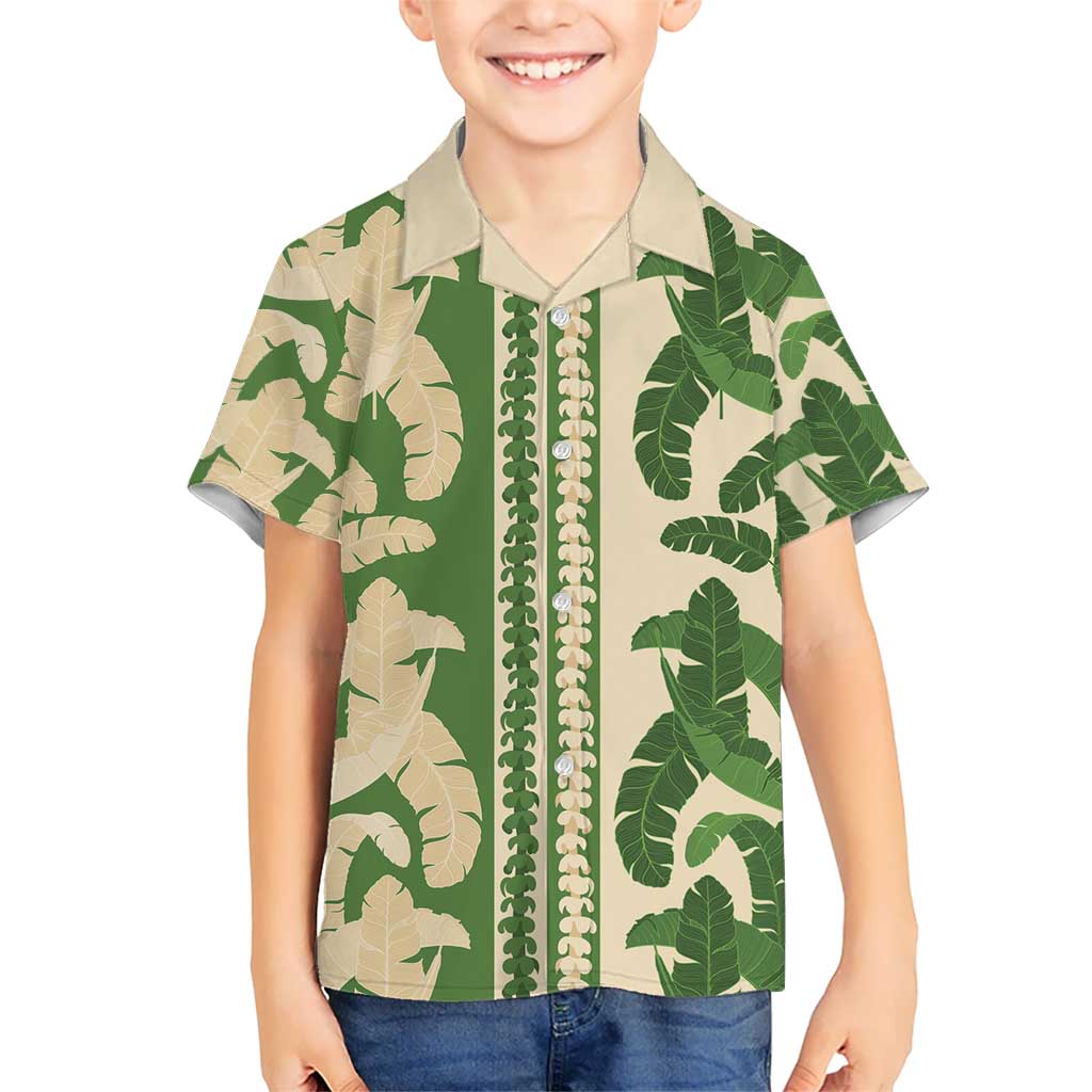 Hawaii Pua Kenikeni Lei Family Matching Summer Maxi Dress and Hawaiian Shirt With Lau Maia Green LT05 Son's Shirt Green - Polynesian Pride