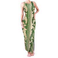 Hawaii Pua Kenikeni Lei Family Matching Tank Maxi Dress and Hawaiian Shirt With Lau Maia Green LT05 Mom's Dress Green - Polynesian Pride