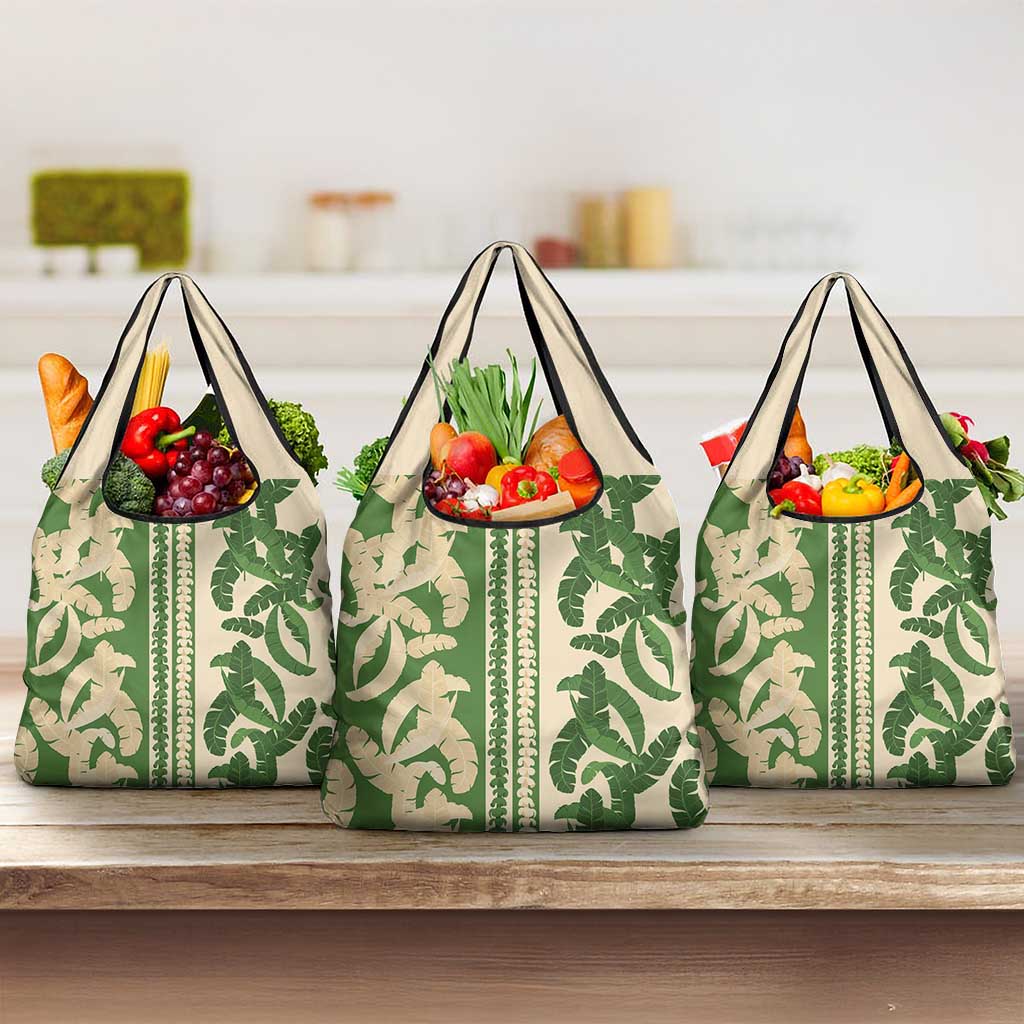 Hawaii Pua Kenikeni Lei Grocery Bag With Lau Maia Green