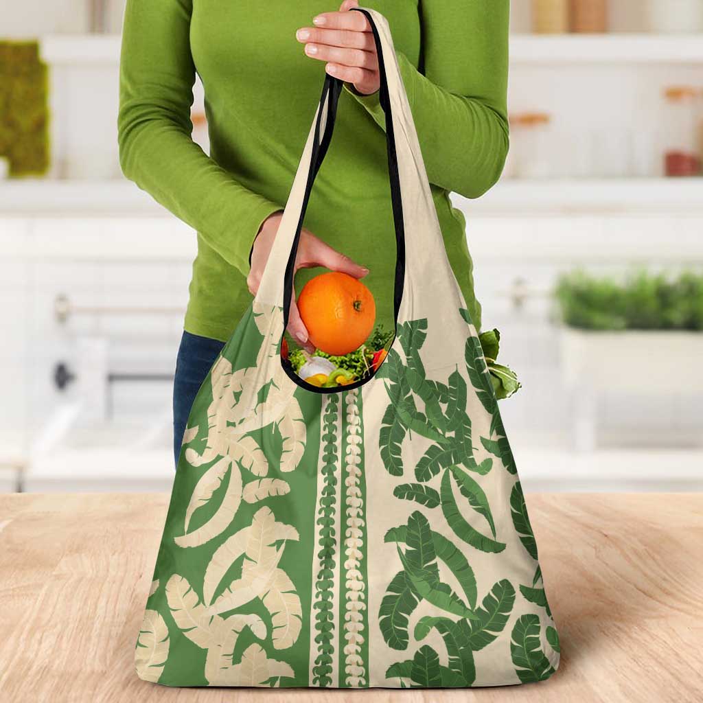 Hawaii Pua Kenikeni Lei Grocery Bag With Lau Maia Green