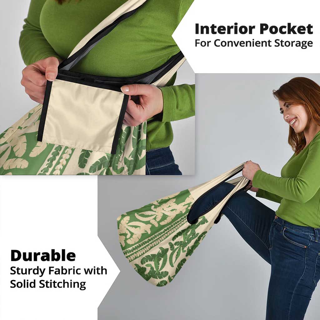 Hawaii Pua Kenikeni Lei Grocery Bag With Lau Maia Green