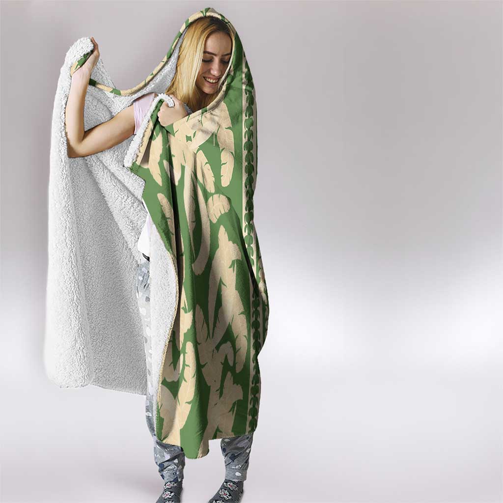 Hawaii Pua Kenikeni Lei Hooded Blanket With Lau Maia Green