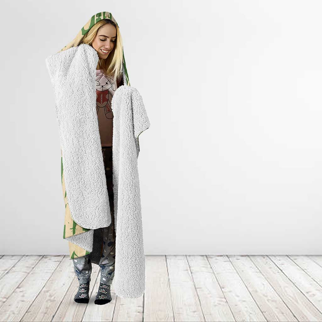 Hawaii Pua Kenikeni Lei Hooded Blanket With Lau Maia Green