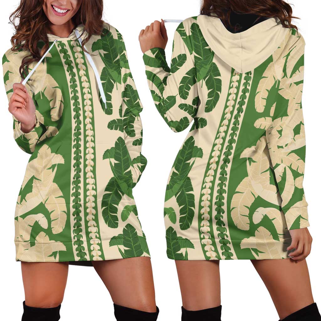 Hawaii Pua Kenikeni Lei Hoodie Dress With Lau Maia Green