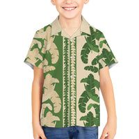 Hawaii Pua Kenikeni Lei Kid Hawaiian Shirt With Lau Maia Green