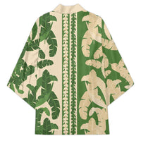 Hawaii Pua Kenikeni Lei Kimono With Lau Maia Green