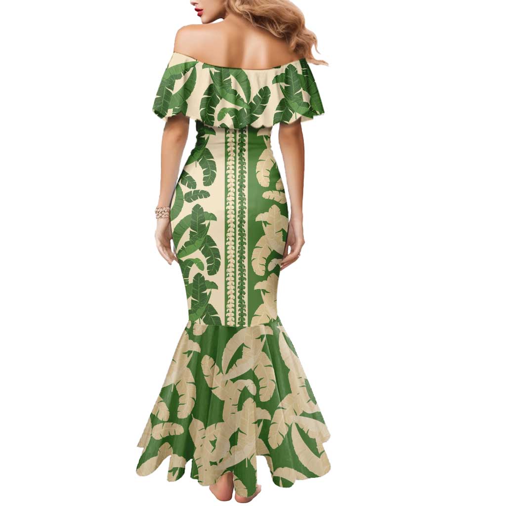Hawaii Pua Kenikeni Lei Mermaid Dress With Lau Maia Green