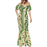 Hawaii Pua Kenikeni Lei Mermaid Dress With Lau Maia Green