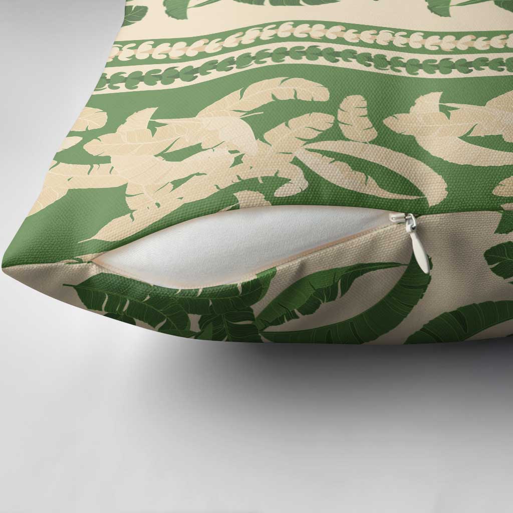Hawaii Pua Kenikeni Lei Pillow Cover With Lau Maia Green